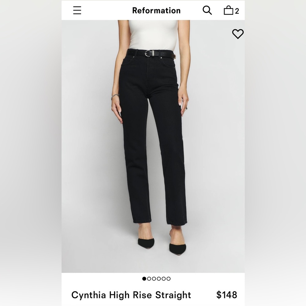 Reformation Petites, Cynthia High Rise Straight-leg Jeans,Seattle black, Size26P